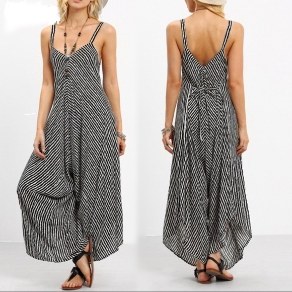 Capri Romper Jumpsuit Jumper Boho Hippie Festival - Picture 4 of 7